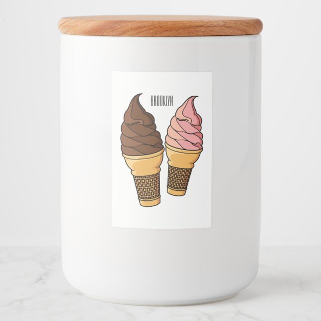 Ice cream cone cartoon illustration  food label (Front)