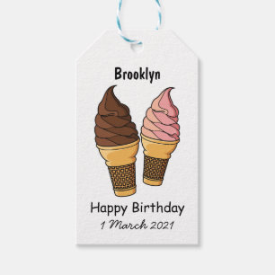 Ice cream cone cartoon illustration gift tags
