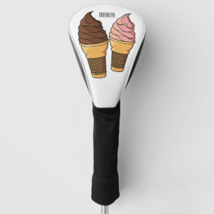 Ice cream cone cartoon illustration golf head cover