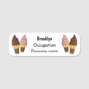 Ice cream cone cartoon illustration name tag