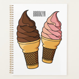 Ice cream cone cartoon illustration  planner
