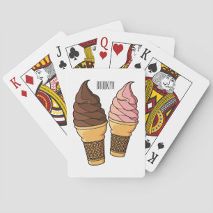 Ice cream cone cartoon illustration  playing cards
