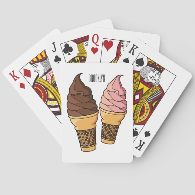 Ice cream cone cartoon illustration  playing cards (Back)