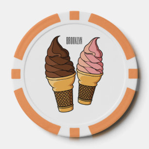 Ice cream cone cartoon illustration poker chips