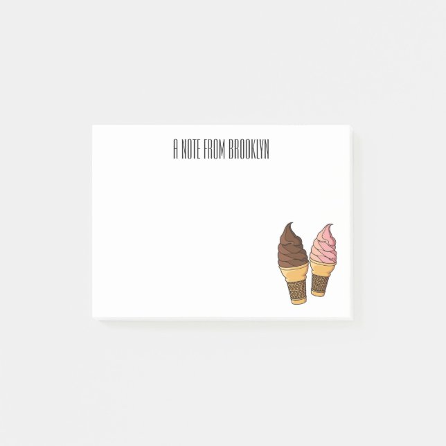 Ice cream cone cartoon illustration  post-it notes (Front)