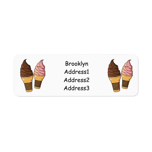 Ice cream cone cartoon illustration return address label (Front)