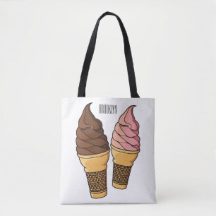 Ice cream cone cartoon illustration tote bag