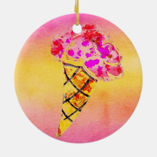 Ice Cream Cone Ceramic Ornament