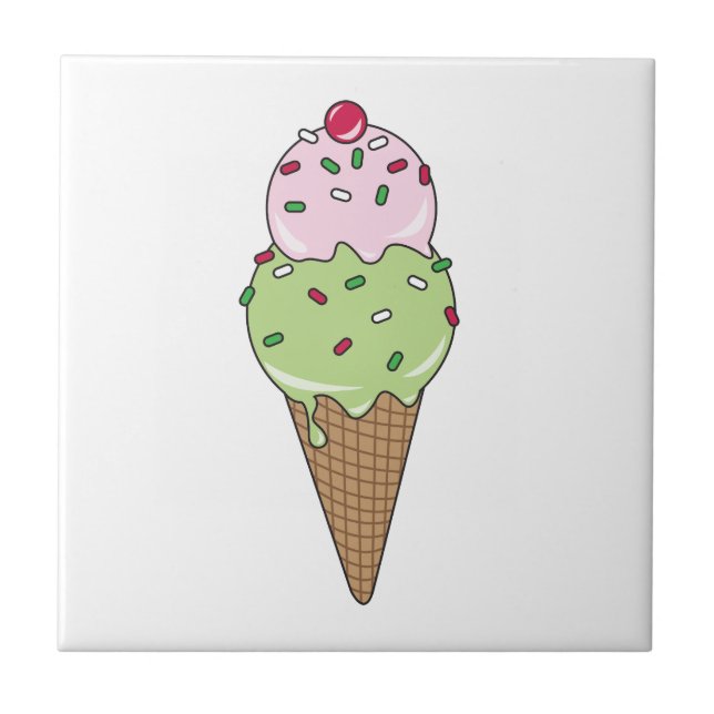 Ice Cream Cone Ceramic Tile (Front)