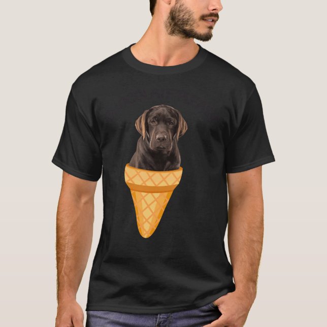 Ice Cream Cone Chocolate Labrador Retriever Dog Pu T-Shirt (Front)