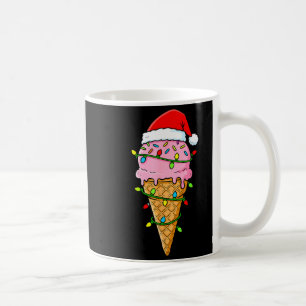 Ice Cream Cone Christmas Lights Santa Hat Food Xma Coffee Mug