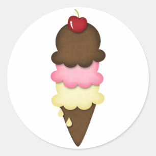 ice cream cone classic round sticker