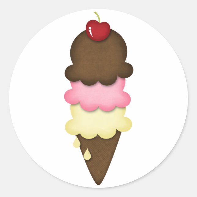 ice cream cone classic round sticker (Front)