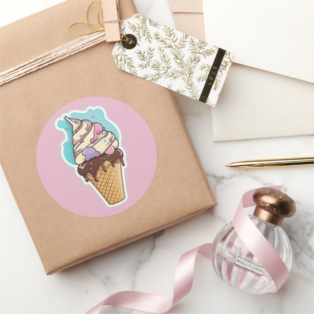 Ice cream cone classic round sticker (Gifting)