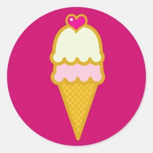 Ice Cream Cone Classic Round Sticker