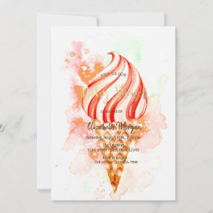 Ice cream Cone Colourful Paint Splash Baby Shower Invitation