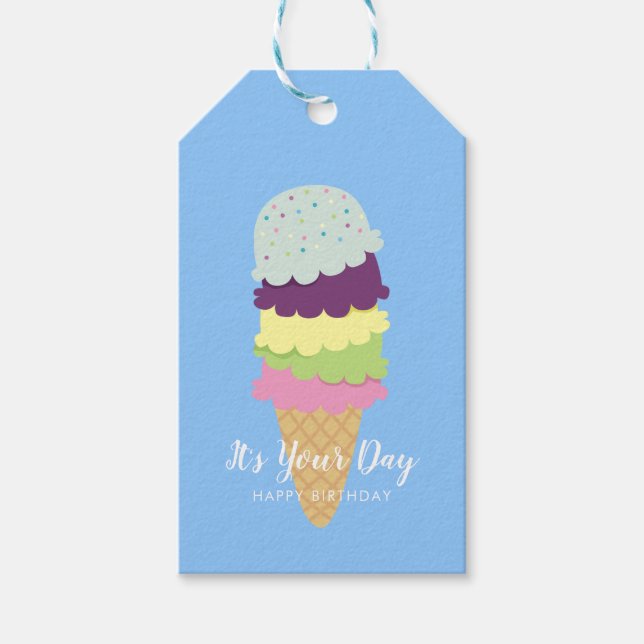 Ice Cream Cone Custom Gift Tags (Front)