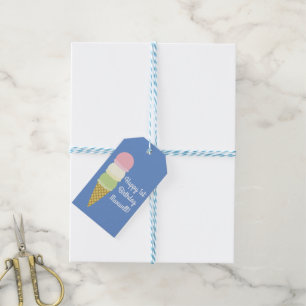 Ice Cream Cone Cute 1st Birthday Party Thank You Gift Tags