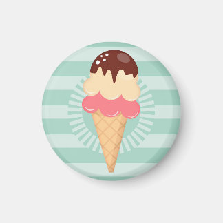 Ice Cream Cone - Cute Chocolate Vanilla Mint Green Magnet