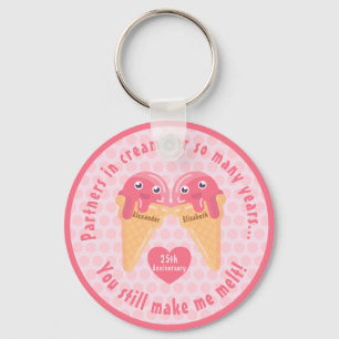 Ice-cream cone cute kawaii cartoon anniversary key ring