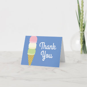 Ice Cream Cone Cute Thank You 1st Birthday Cards