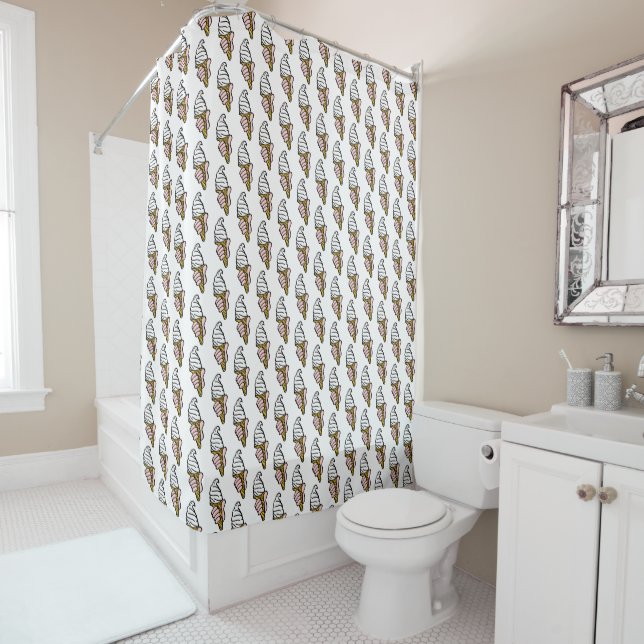 Ice Cream Cone Design Shower Curtain (In Situ)