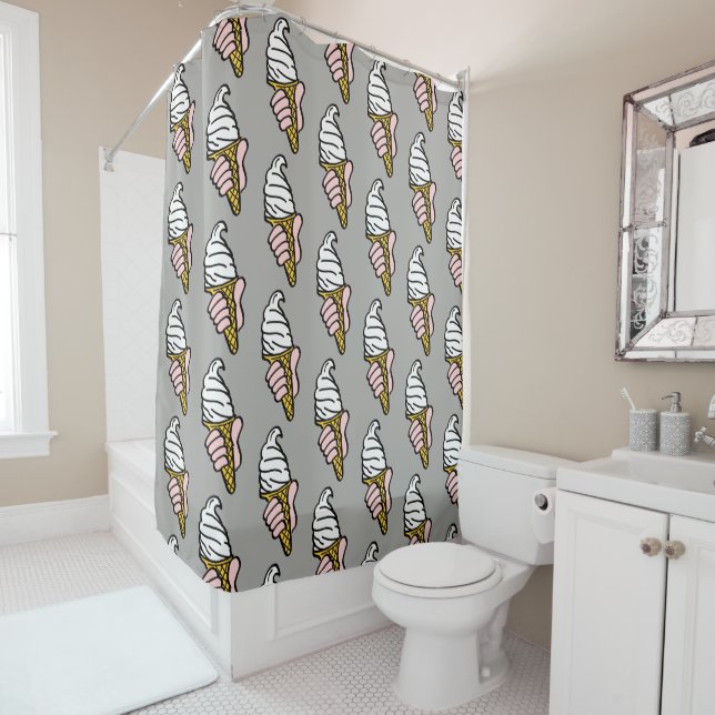 Ice Cream Cone Design Shower Curtain (In Situ)