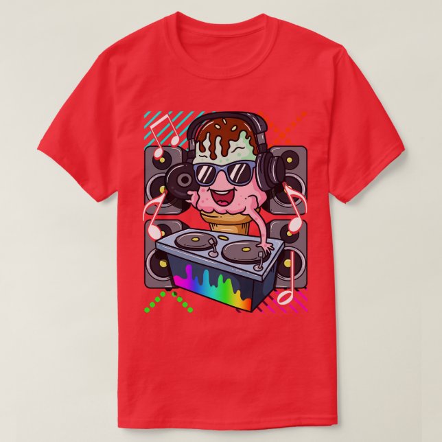 Ice Cream Cone DJ Dance Music Electronic Hip Hop T-Shirt (Design Front)