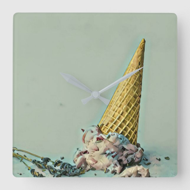 Ice cream cone|for ice cream lover square wall clock (Front)