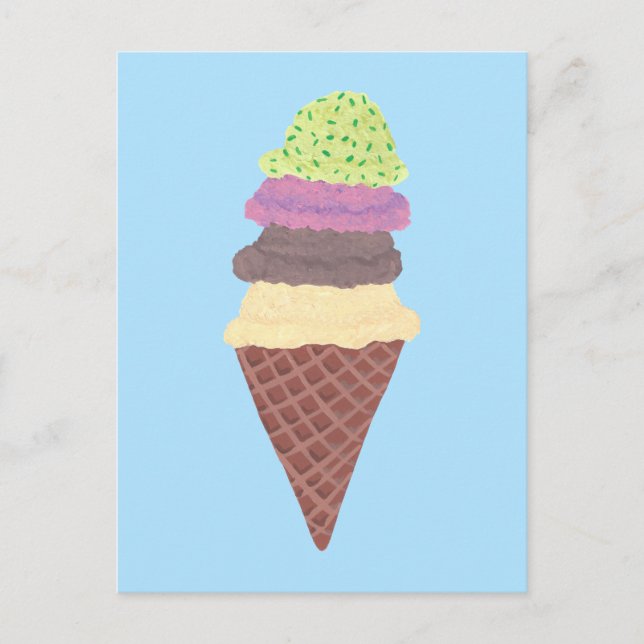 Ice Cream Cone Four Flavours Custom Postcards (Front)