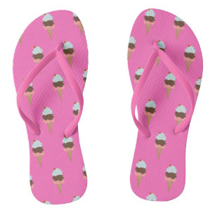 Ice cream cone fun Pink Flip Flops