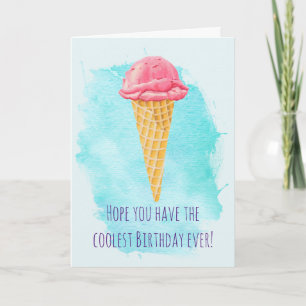 Ice Cream Cone Happy Birthday Card