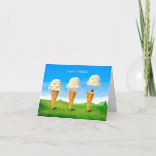 Ice Cream Cone, Hot Air Balloon Whimsical, Names Note Card