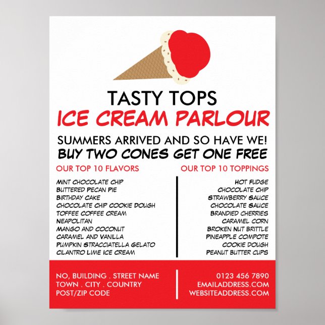 Ice Cream Cone, Ice Cream Parlor Advertising Poster (Front)