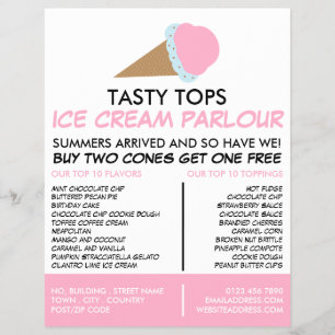 Ice Cream Cone, Ice Cream Parlour Advertising Flyer