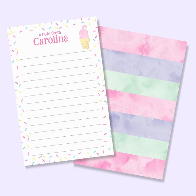 Ice Cream Cone Kids Lined Letter Writing Paper (Creator Uploaded)