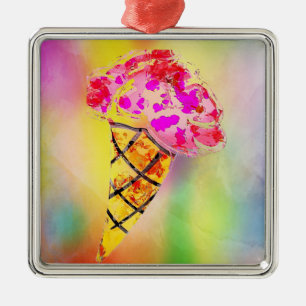 Ice Cream Cone Metal Ornament