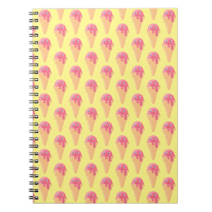Ice Cream Cone Pattern Cute Modern Notebook