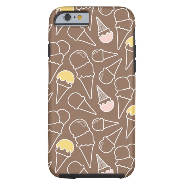 Ice Cream Cone Pattern on Brown Case-Mate iPhone Case (Back)