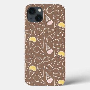 Ice Cream Cone Pattern on Brown iPhone 13 Case