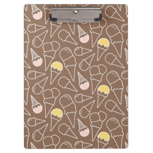 Ice Cream Cone Pattern on Brown Clipboard