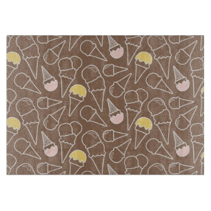 Ice Cream Cone Pattern on Brown Cutting Board