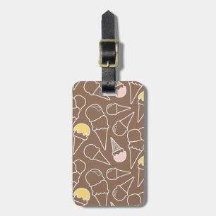 Ice Cream Cone Pattern on Brown Luggage Tag
