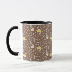 Ice Cream Cone Pattern on Brown Mug