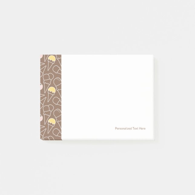 Ice Cream Cone Pattern on Brown Post-it Notes (Front)