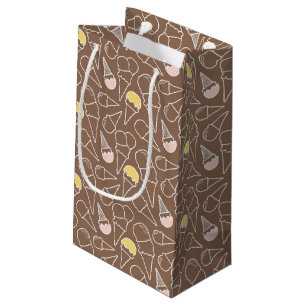 Ice Cream Cone Pattern on Brown Small Gift Bag