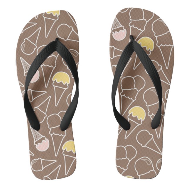 Ice Cream Cone Pattern on Brown Thongs (Footbed)