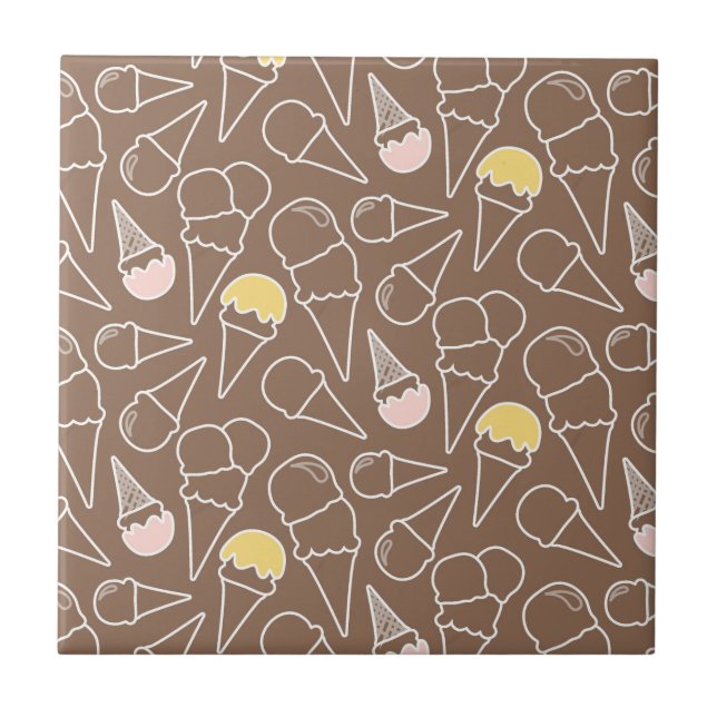 Ice Cream Cone Pattern on Brown Tile (Front)
