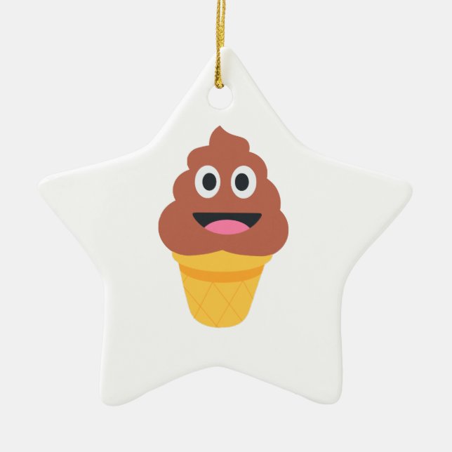 ice cream cone poo emoji ceramic tree decoration (Front)