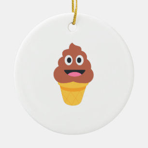 ice cream cone poo emoji ceramic tree decoration